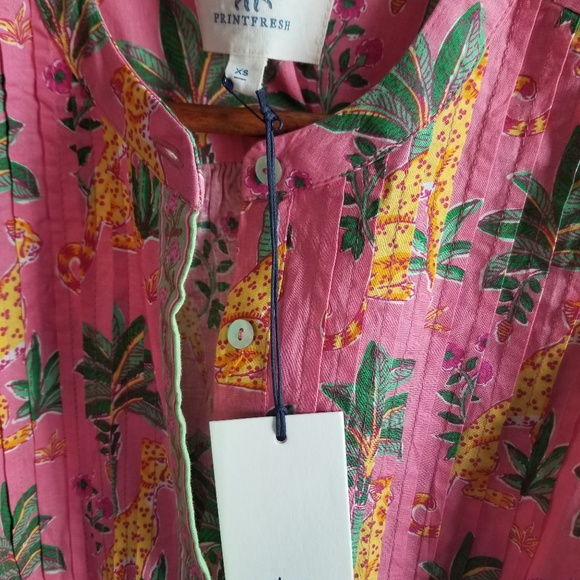 NWT Printfesh Ruffle Sleeve Blouse Leopard XS - Picture 2 of 3